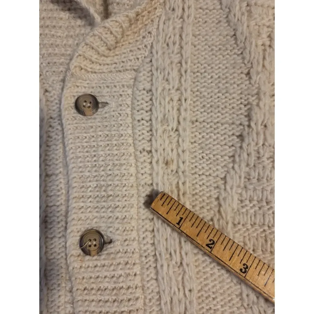 Vintage Pendleton Mens Cream Wool Cable Knit Shawl Collar Cardigan Sweater L USA